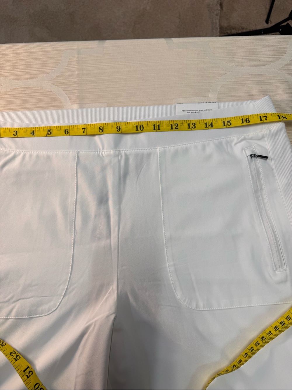 Chico's Women's White Stretch Chinos with Front Zip Pockets - Picture 5 of 10